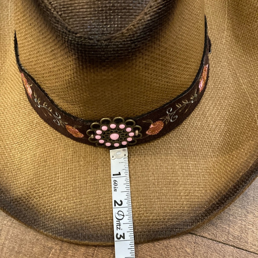 Floral Embroidered Cowgirl Hat Pink Floral Festival Rodeo Boho EUC OSFM - Picture 10 of 10